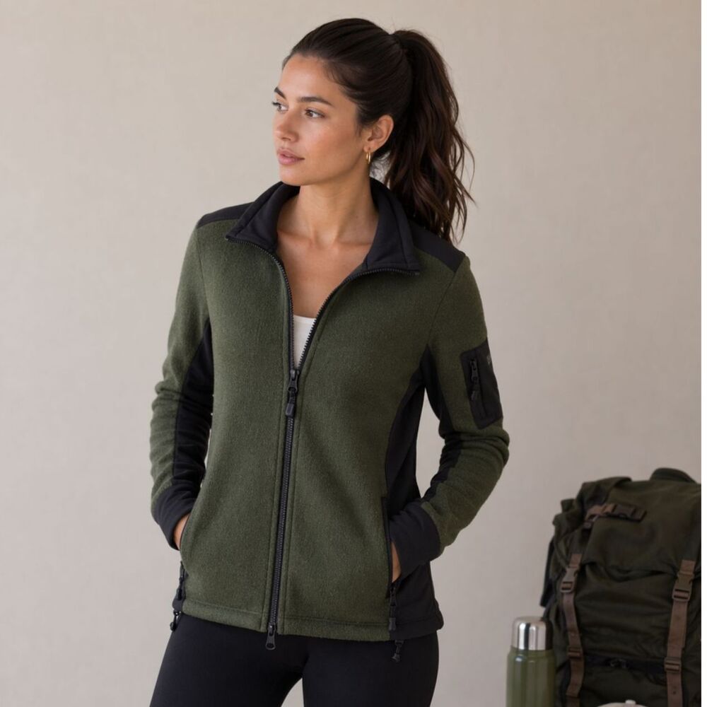 Ralph Lauren RLX Full Zip Sweater Jacket Medium Hunter Green Black Gorpcore